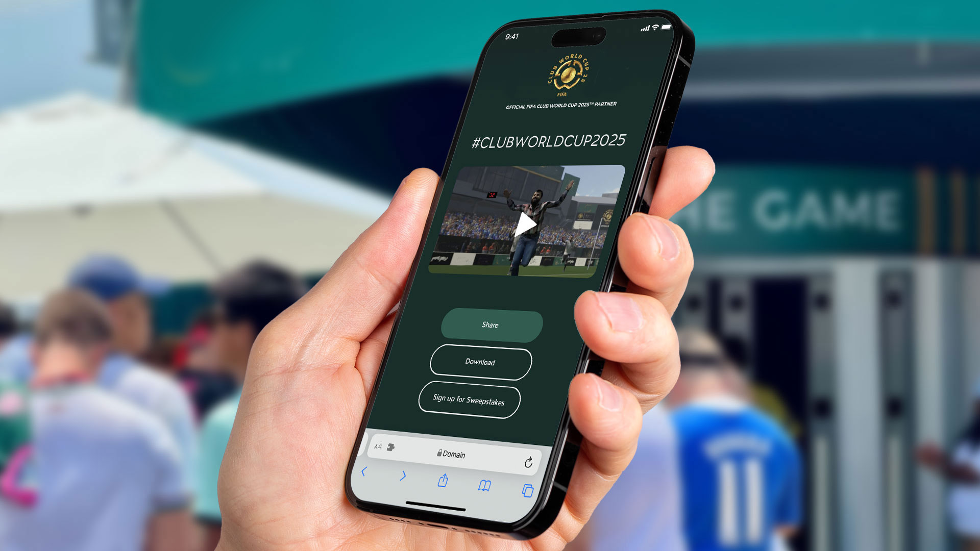 Personalized FIFA soccer video displayed on a phone.
