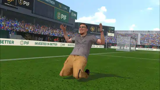 A scanned fan avatar celebrating a goal in a personalized FIFA Club World Cup highlight.