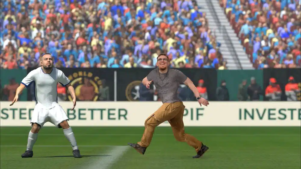 A scanned fan avatar scores the winning goal in a personalized FIFA Club World Cup highlight.