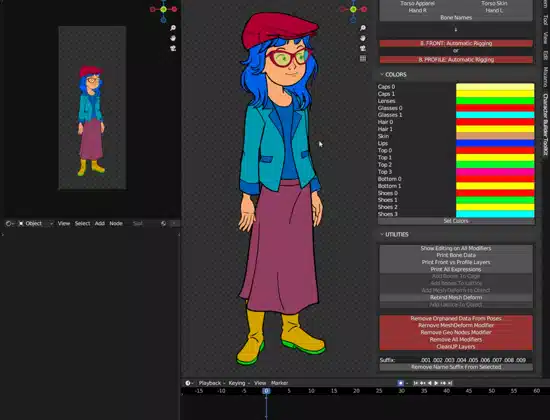 Scooby-Doo Character Studio Groove Jones Blender Character Builder controls for character trait colors.
