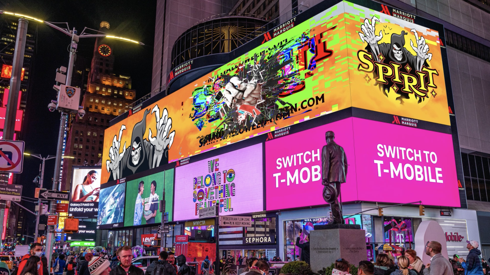 Spirit Halloween Times Square billboard ad.