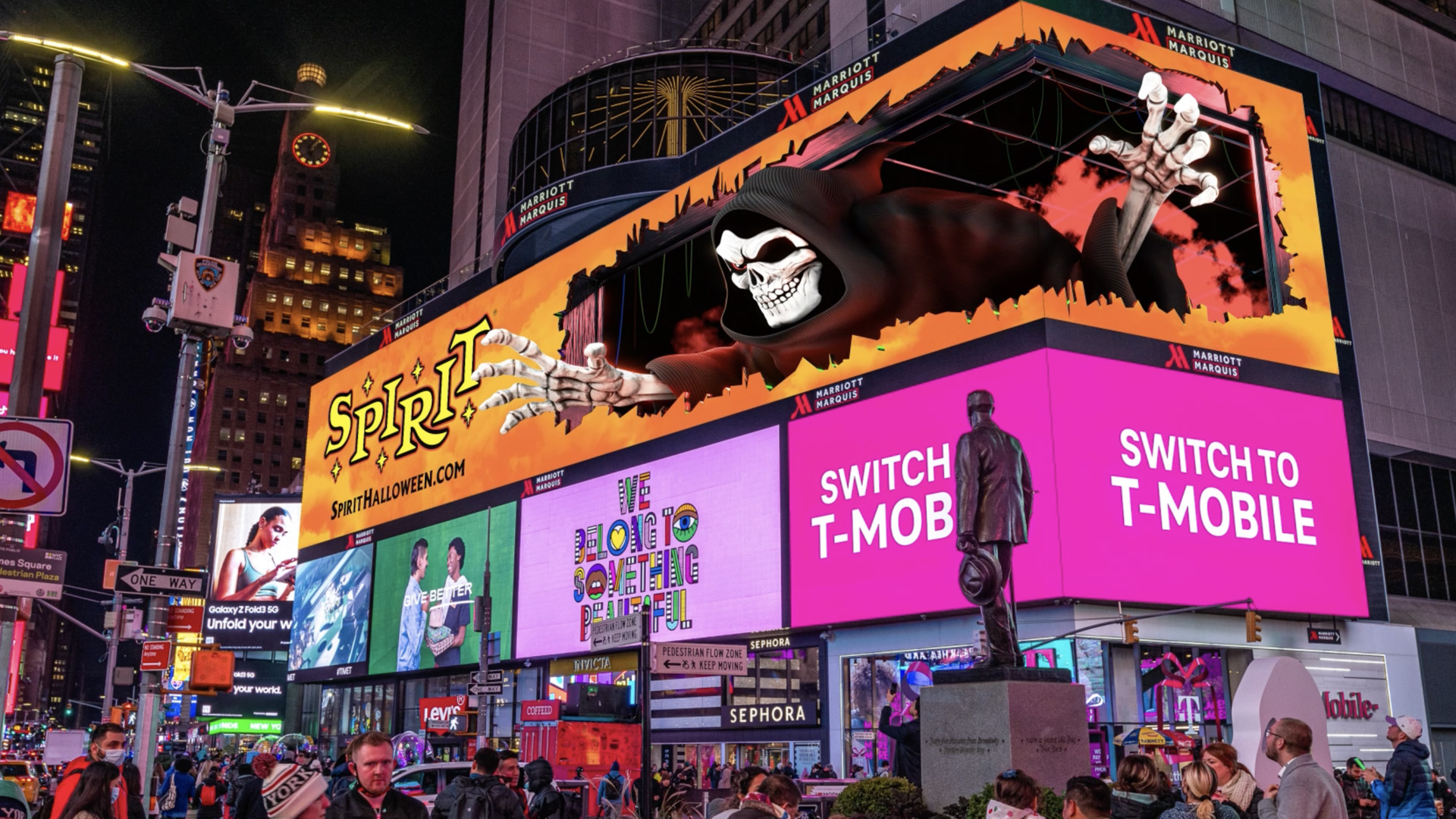Spirit Halloween Times Square billboard ad.