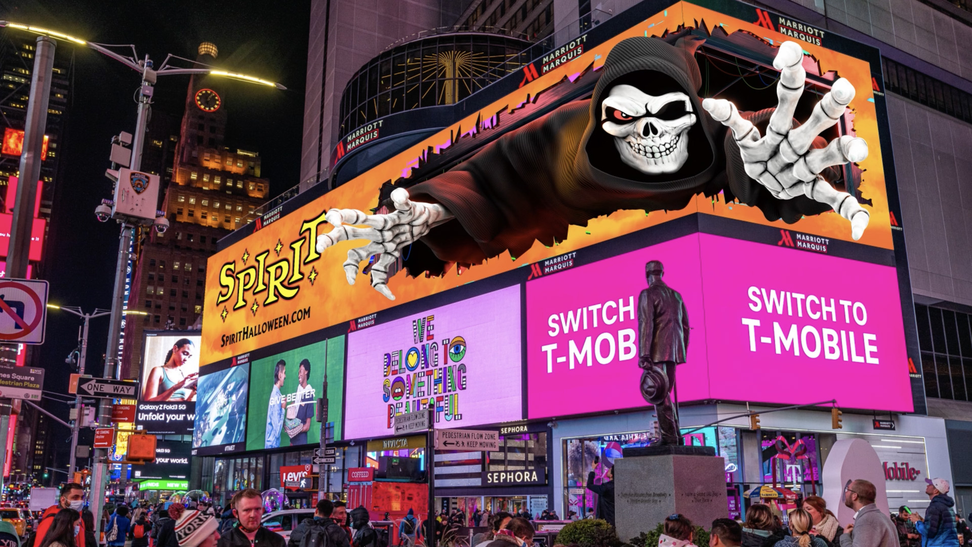 Spirit Halloween Times Square billboard ad.